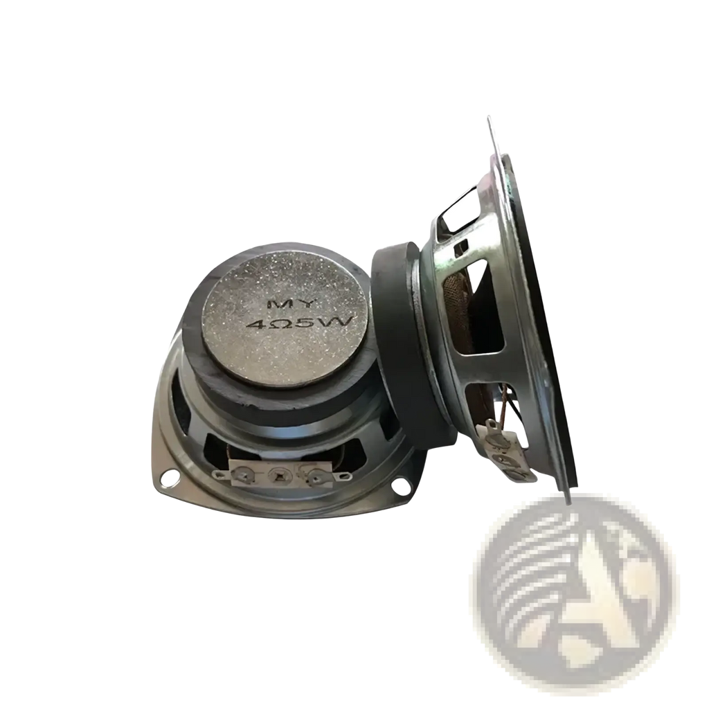 3 inch 5w full range speaker driver unit with silver metallic cone and black surround in silver color