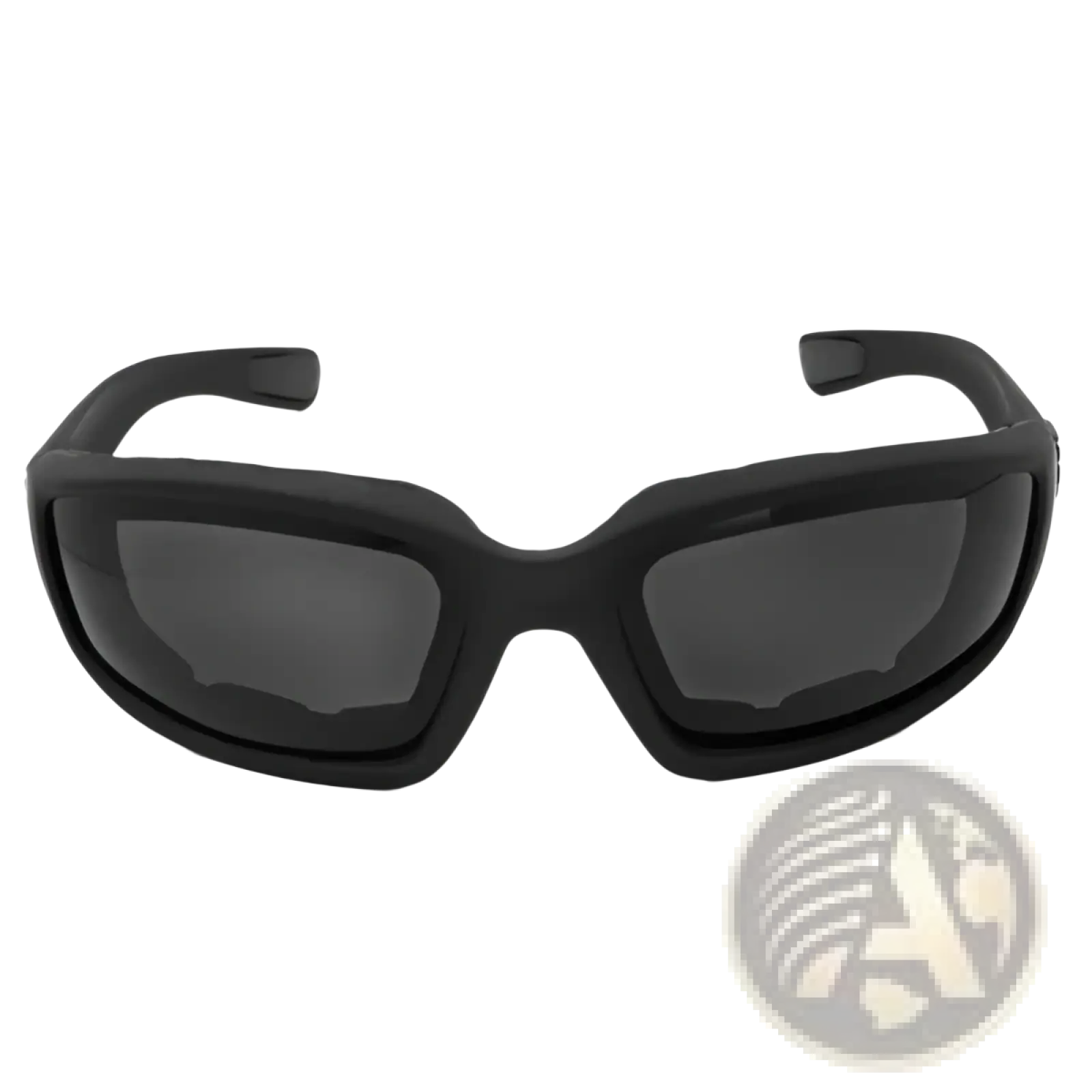 Black matte-finish protective safety glasses with dark gray lenses for wind resistant motorcycle riding 3 pack