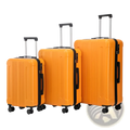 Set of three bright orange abs spinner hard-shell suitcases with black trim and tsa lock for secure travel