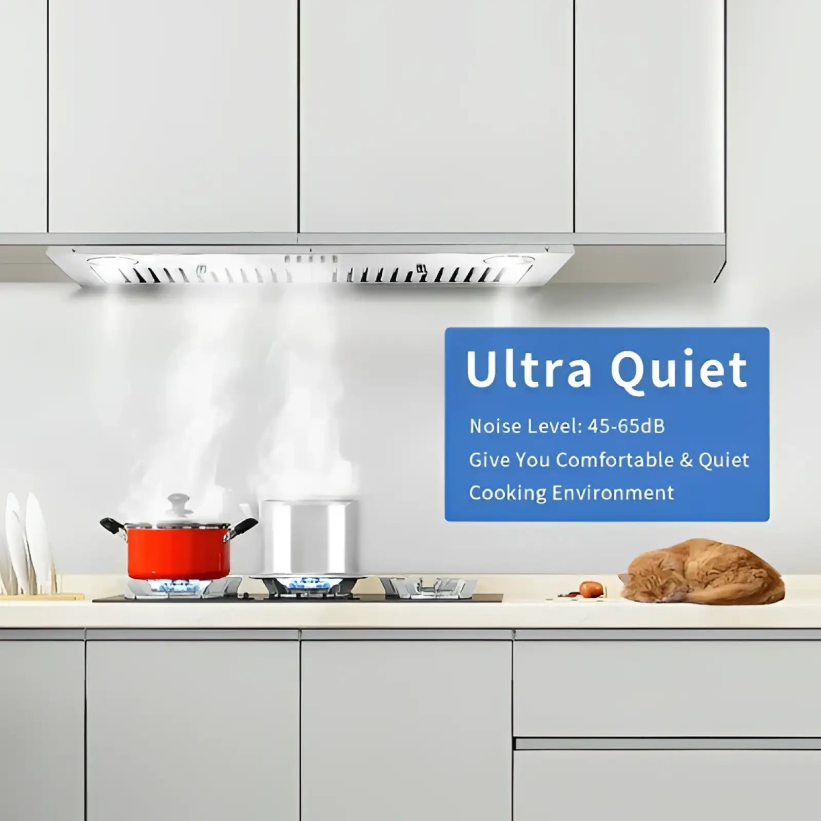 Silver 30 inch stainless steel range hood insert with slatted design and integrated lighting 600cfm vent