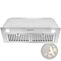 30 inch range hood insert stainless steel vent with sleek modern design and built-in circular lights on either side