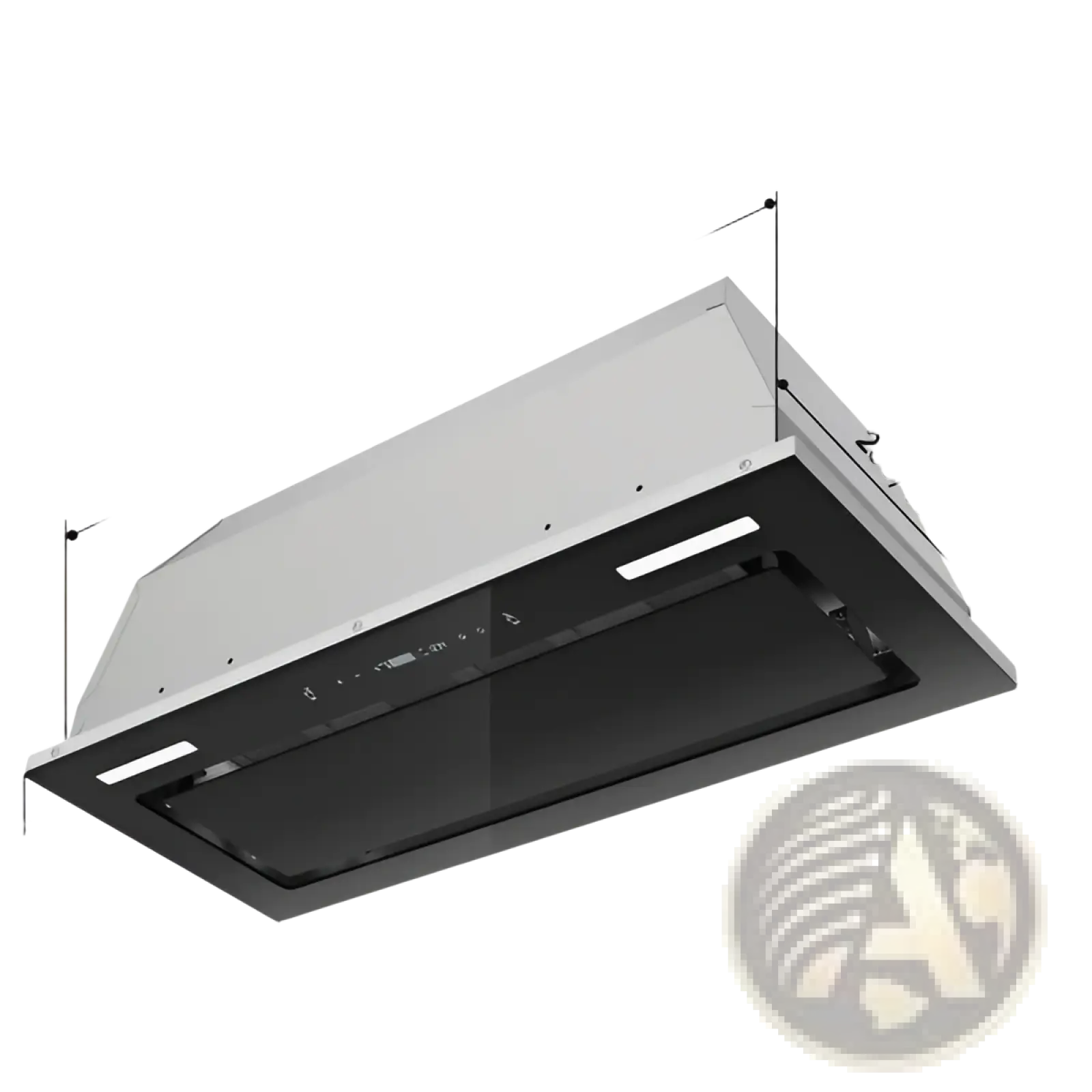 30 inch range hood insert with 800 cfm black glass vent fan featuring modern stainless steel and digital controls