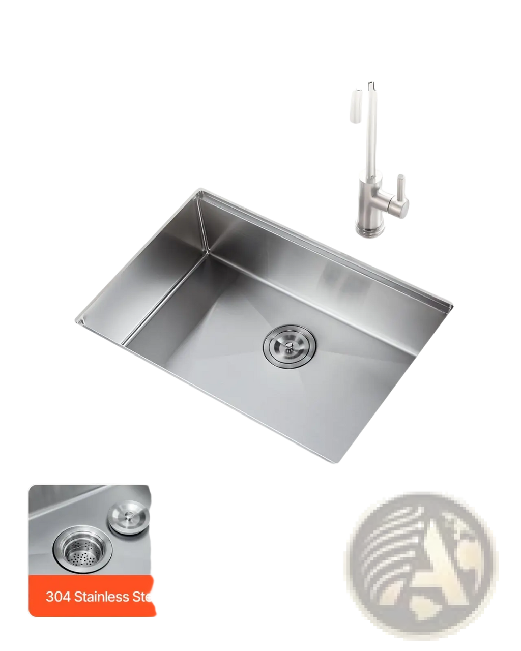 A sleek 30 inch stainless steel undermount workstation sink with polished metallic finish and rounded edges