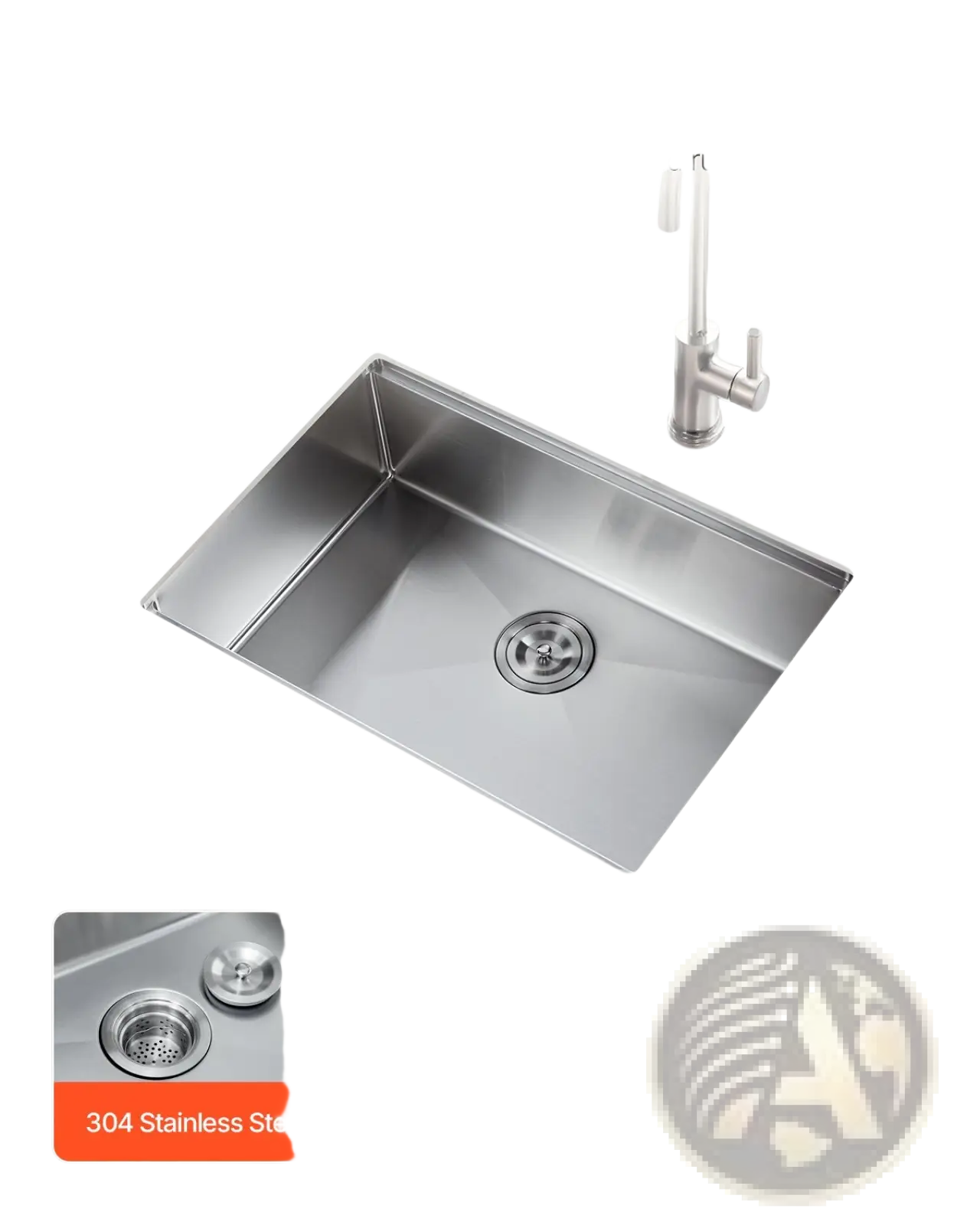 A sleek 30 inch stainless steel undermount workstation sink with polished metallic finish and rounded edges