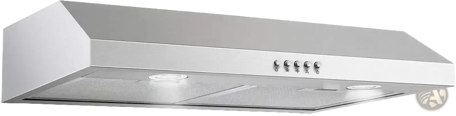 30 inch under cabinet stainless steel range hood with sleek modern design and five control knobs 500 cfm capacity