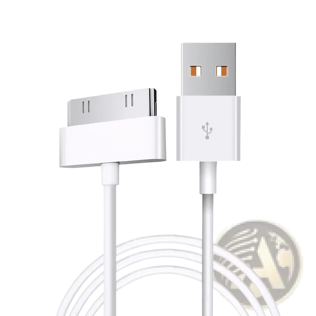 White usb-to-30-pin charging cable 1 meter long for iphone 4 ipad ipod with durable material and reliable performance