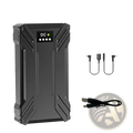 Black rugged portable power bank with digital display showing DC and battery level for 30000mah 40000mah heated vest use