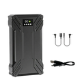 Black rugged portable power bank with digital display showing DC and battery level for 30000mah 40000mah heated vest use
