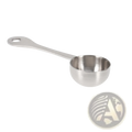 A sleek 304 stainless steel measuring spoon with a polished finish and rounded bowl for kitchen use