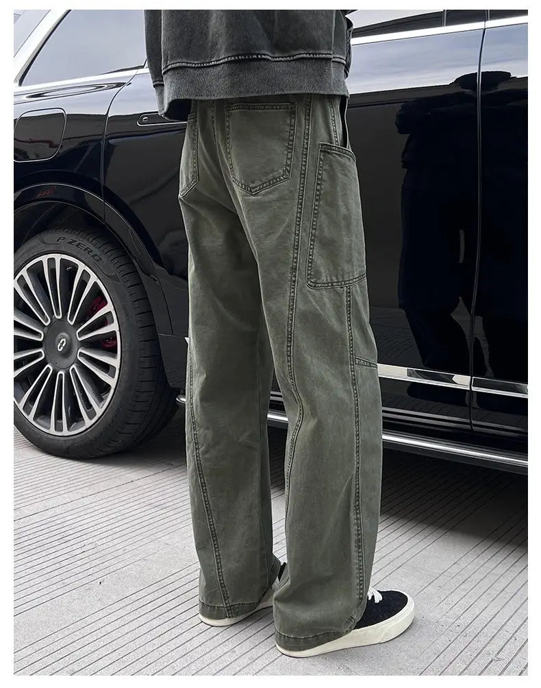 olive green cargo pants mens cotton workwear with multiple pockets and a relaxed fit designed for durability and comfort.