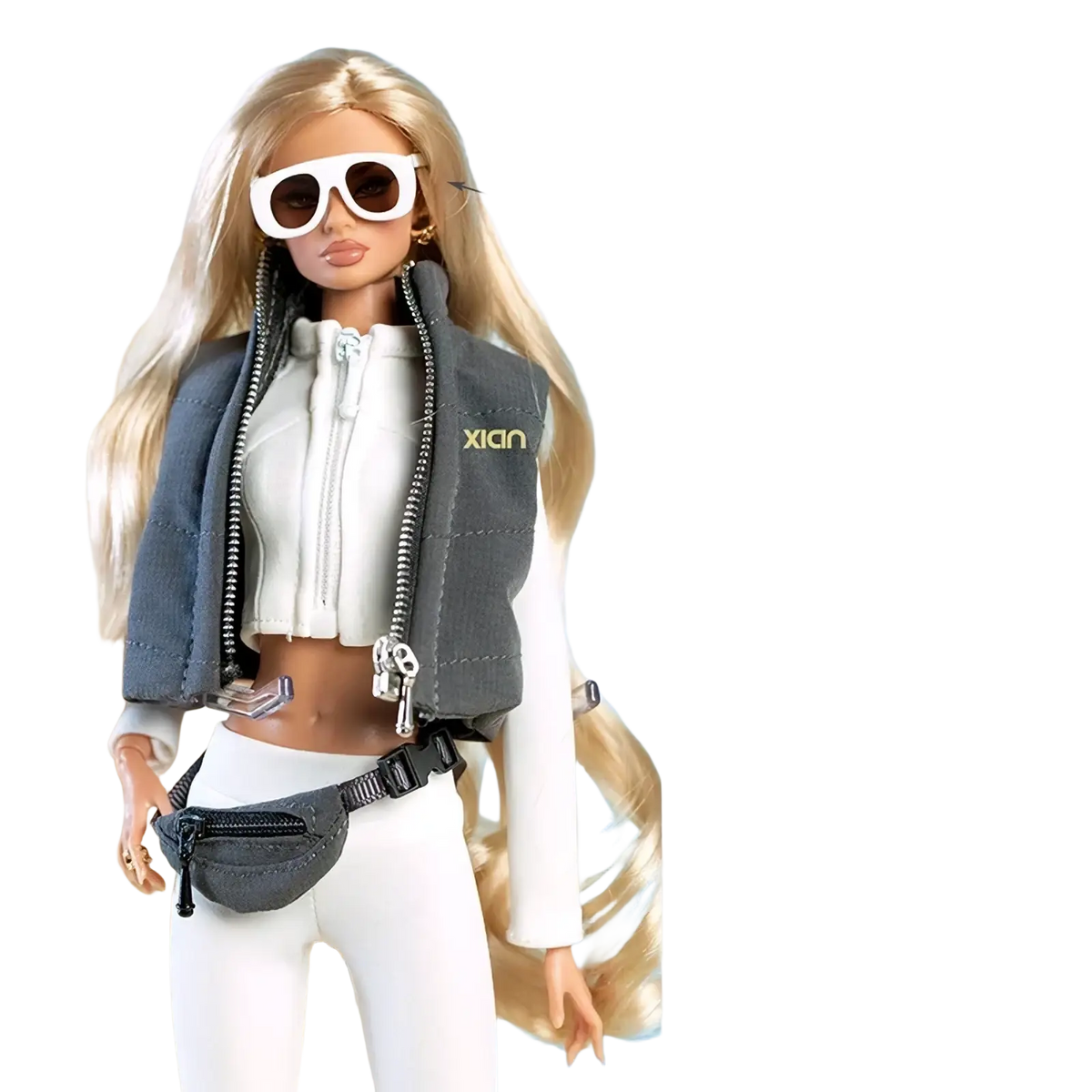 White-framed sunglasses with brown lenses for 30cm doll sportswear outfit set accessory