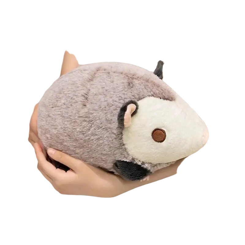 30cm soft plush gray and white porcupine stuffed animal with black-tipped ears and brown embroidered eye