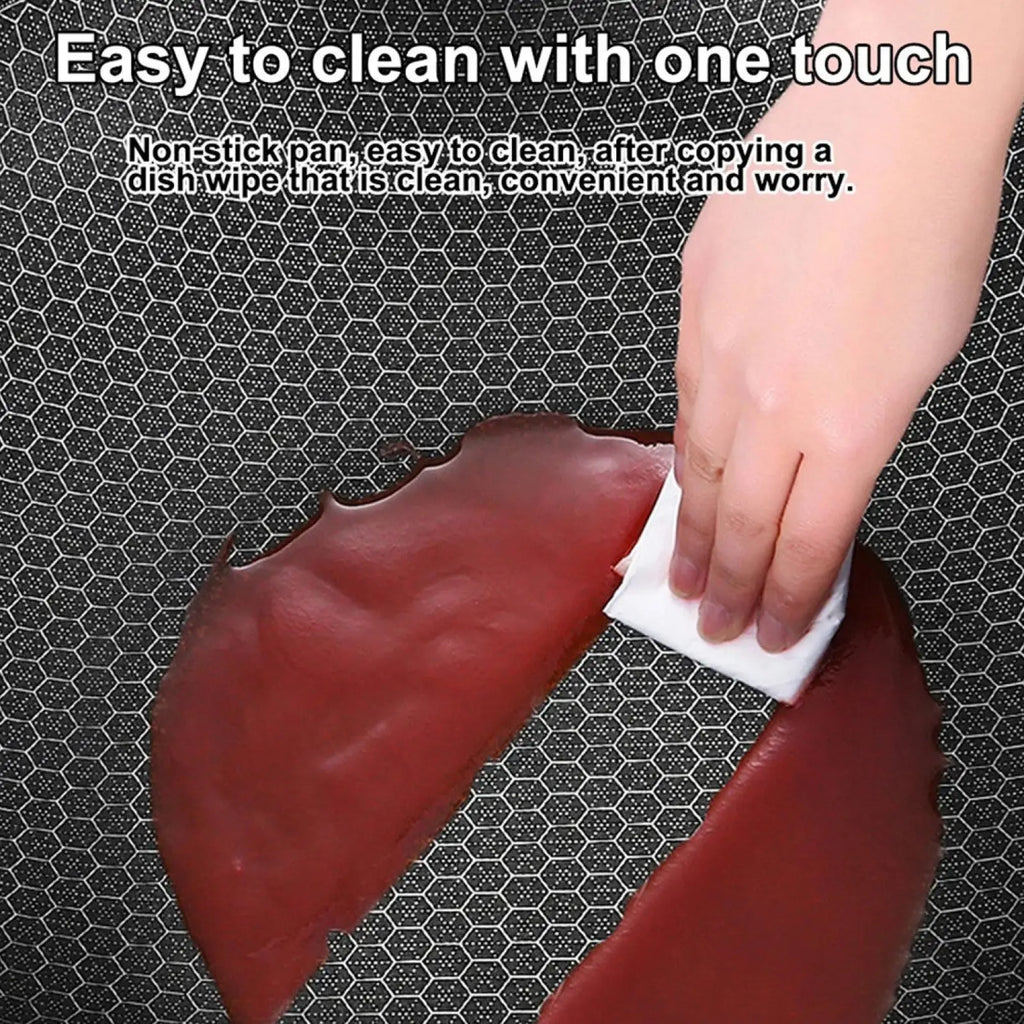 Red 30cm stainless steel hex non stick induction frying pan with a smooth glossy surface for easy cooking