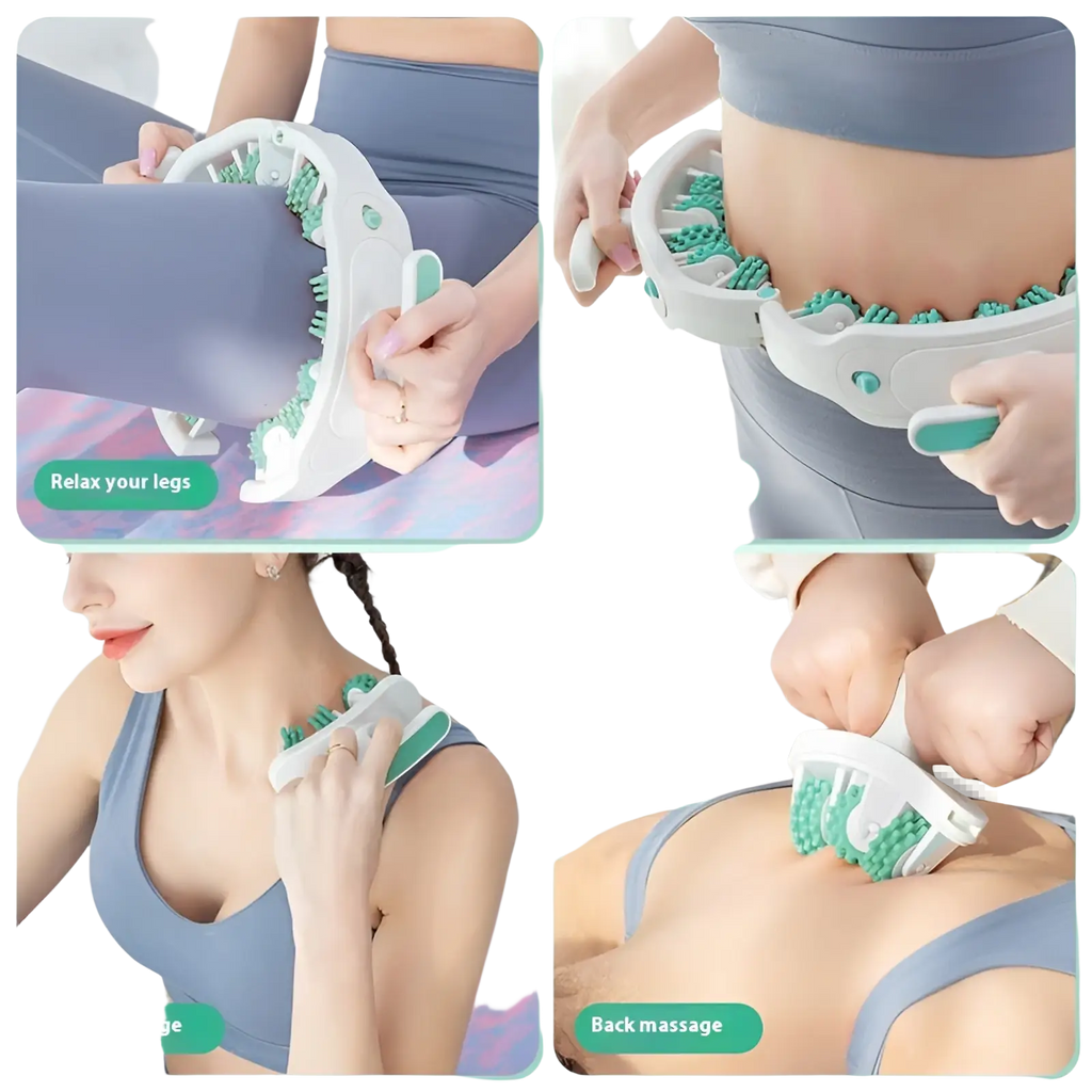 30kedu detachable circular leg massage roller with white and teal flexible segmented bristles for targeted relief