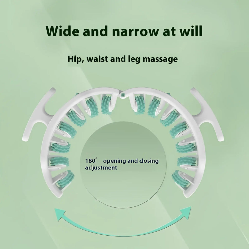White plastic 30kedu detachable circular leg massage roller with teal textured rollers for hip waist and leg massage