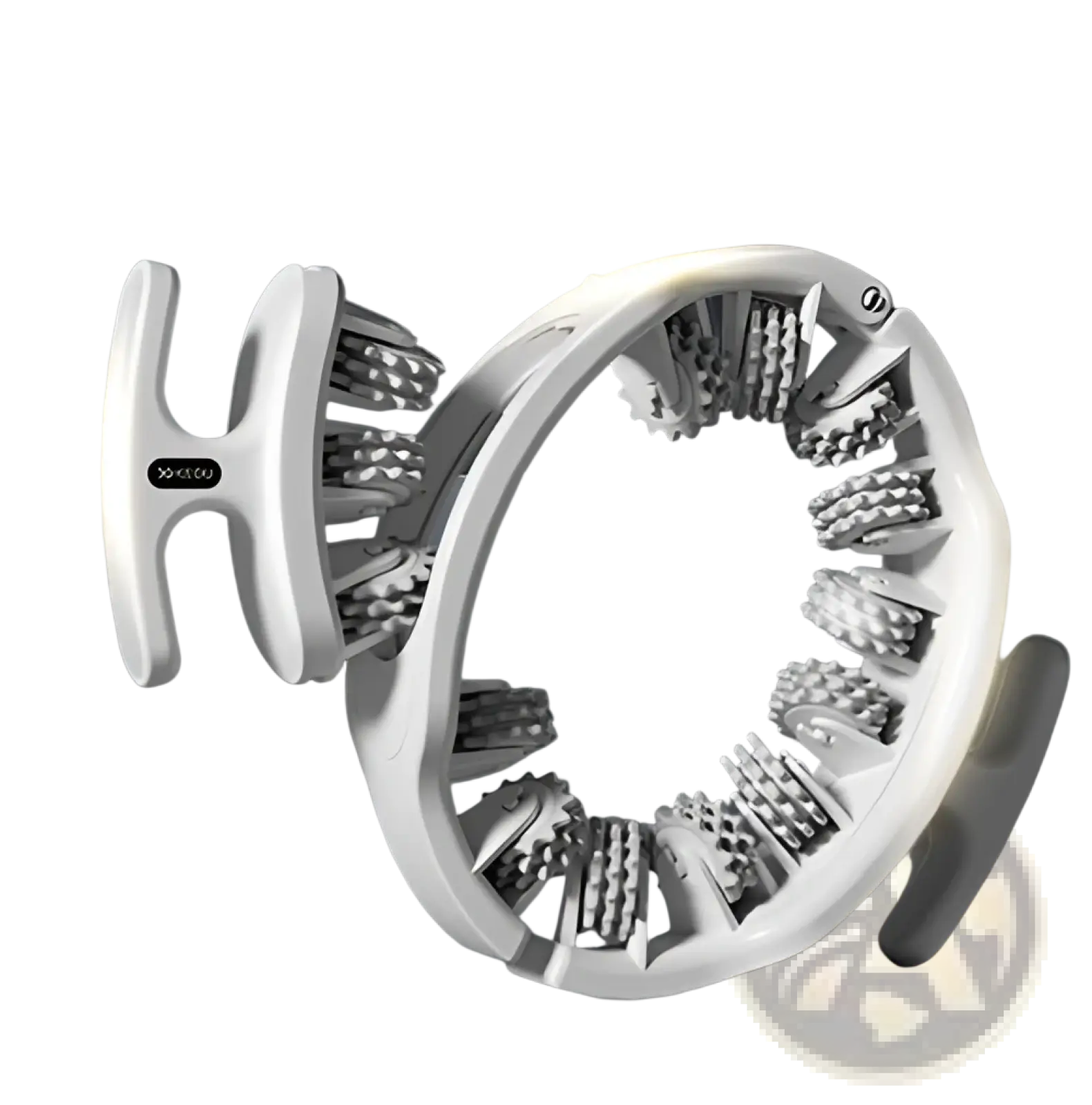 30kedu detachable circular leg massage roller and shaper in white plastic and metal with multiple spiked rollers