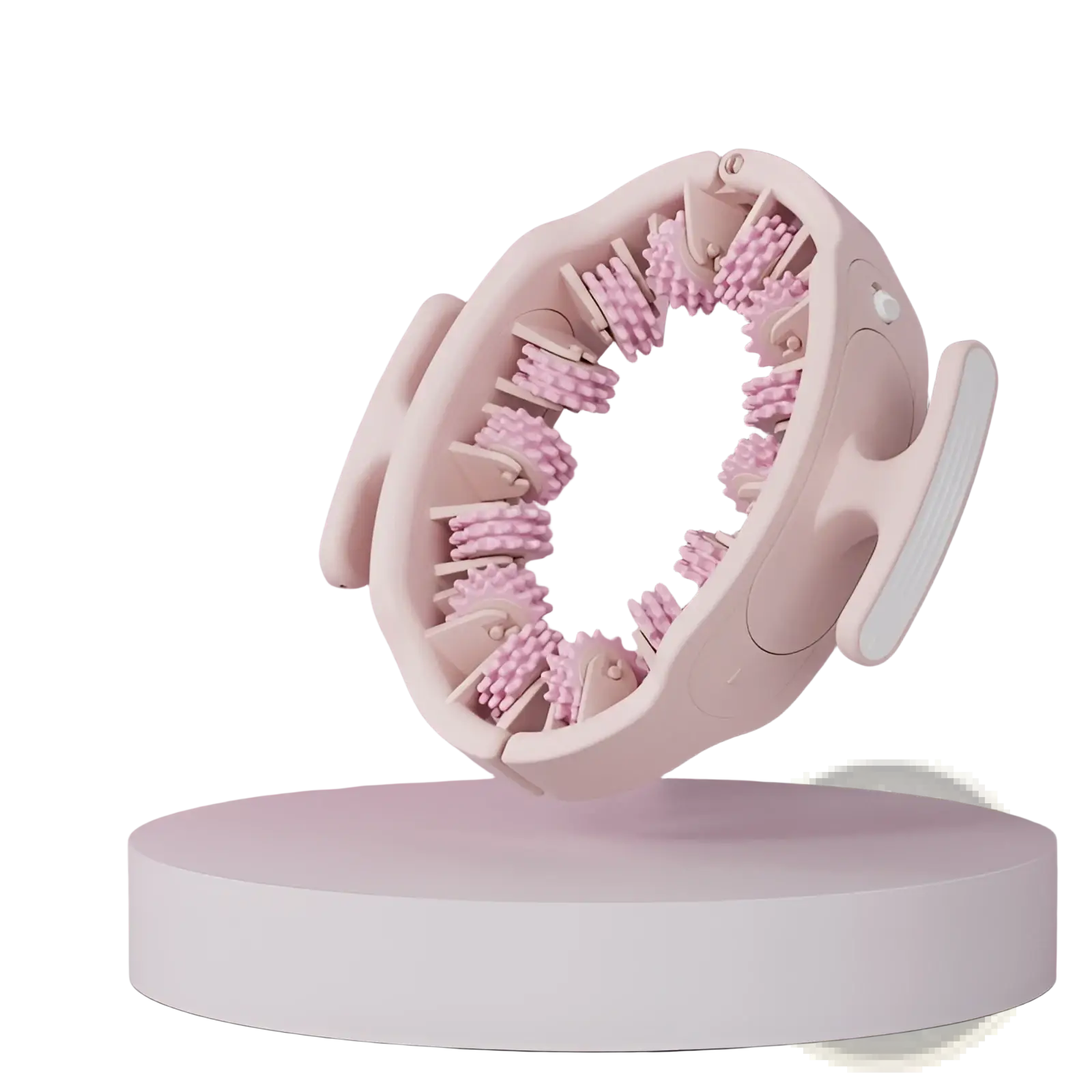 Pink silicone 30kedu detachable circular leg massage roller with adjustable spiked rollers and cherry blossom scent
