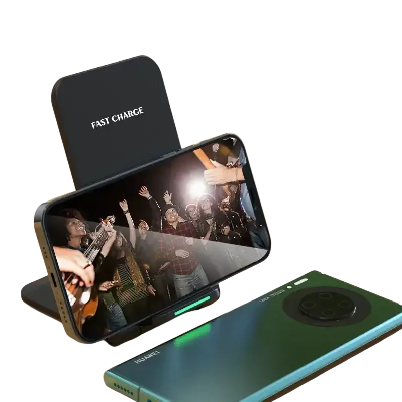 Black 30w fast wireless charger pad with type c charging and fast charge label for wireless charging use