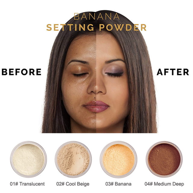Phoera setting powder oil control matte finish in four shades translucent cool beige banana and medium deep designed for long-lasting oil control and a matte finish.
