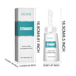 L’image montre une boîte rectangulaire blanche et turquoise de crème raffermissante eelhoe pour pores droits, de type réducteur, 60 ml, conçue pour une correction par les protéines des cheveux lissés.