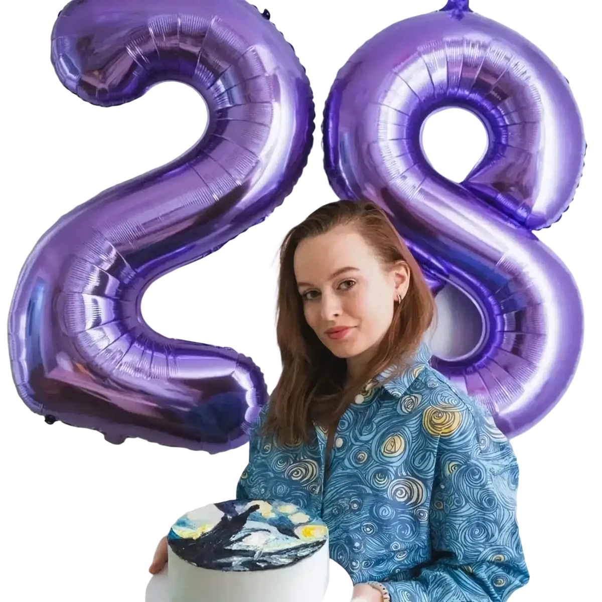 32 inch purple metallic birthday party balloon shaped as number 28 for festive celebrations and decorations