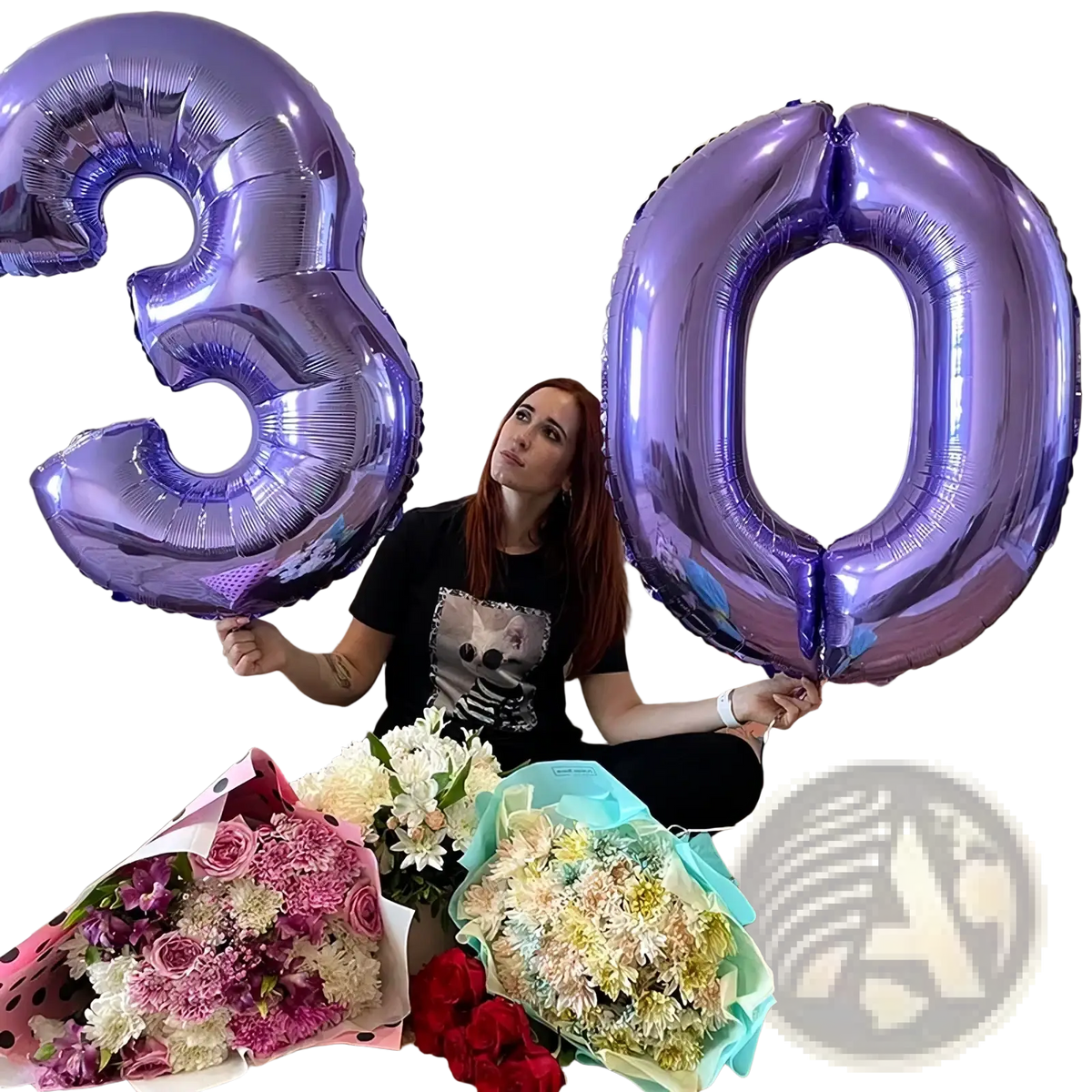 32 inch purple metallic foil number balloons shaped as 3 and 0 for birthday party decoration