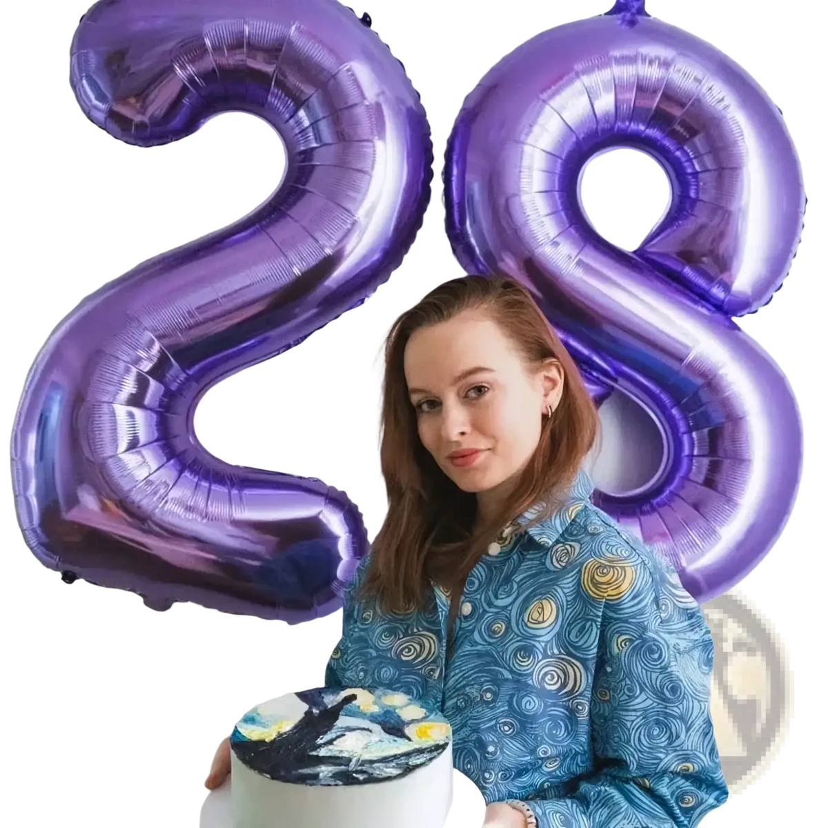 32 inch purple metallic foil balloon shaped like the number 28 for birthday party decoration