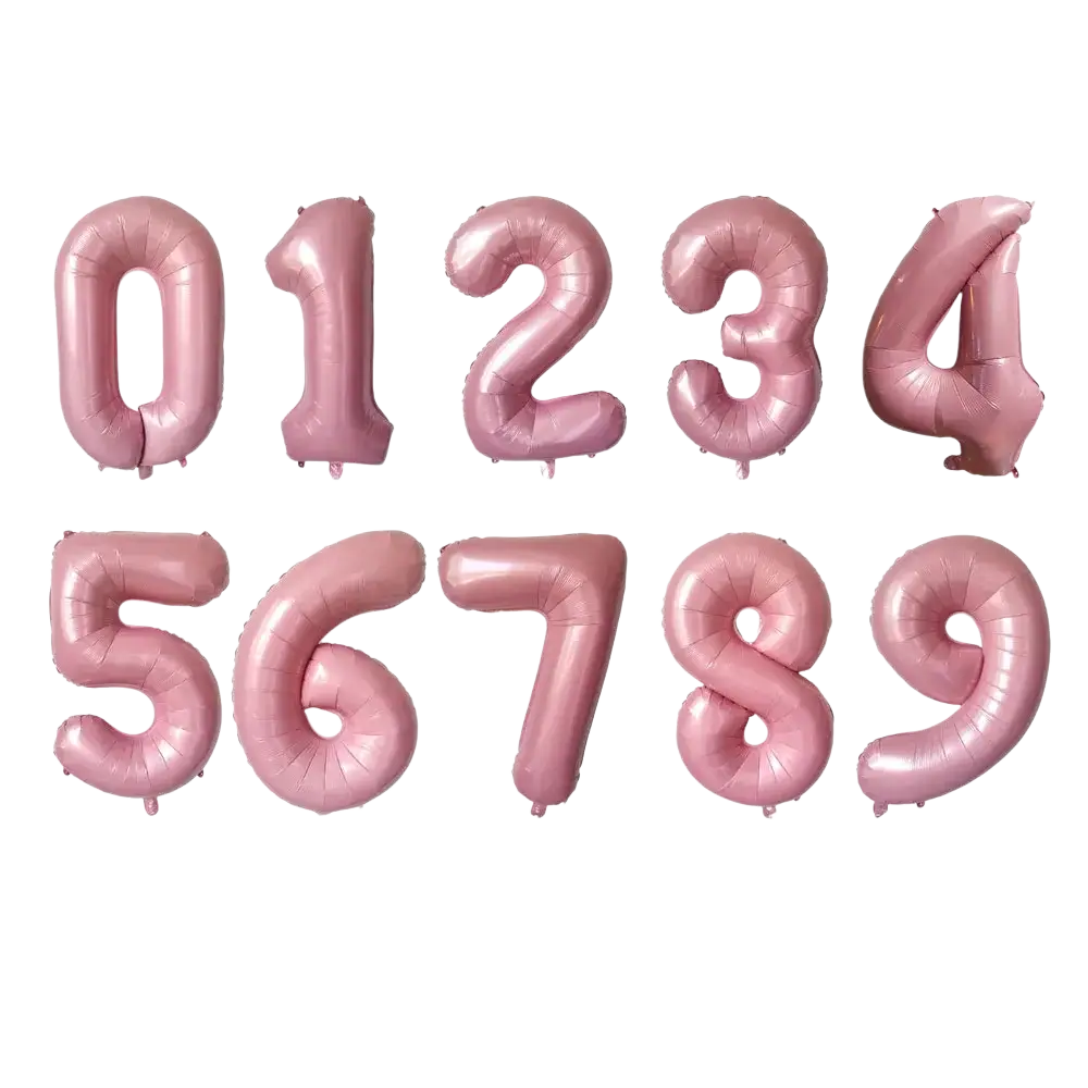 Set of 32 inch purple rose gold foil number balloons from 0 to 9 for birthday party decoration