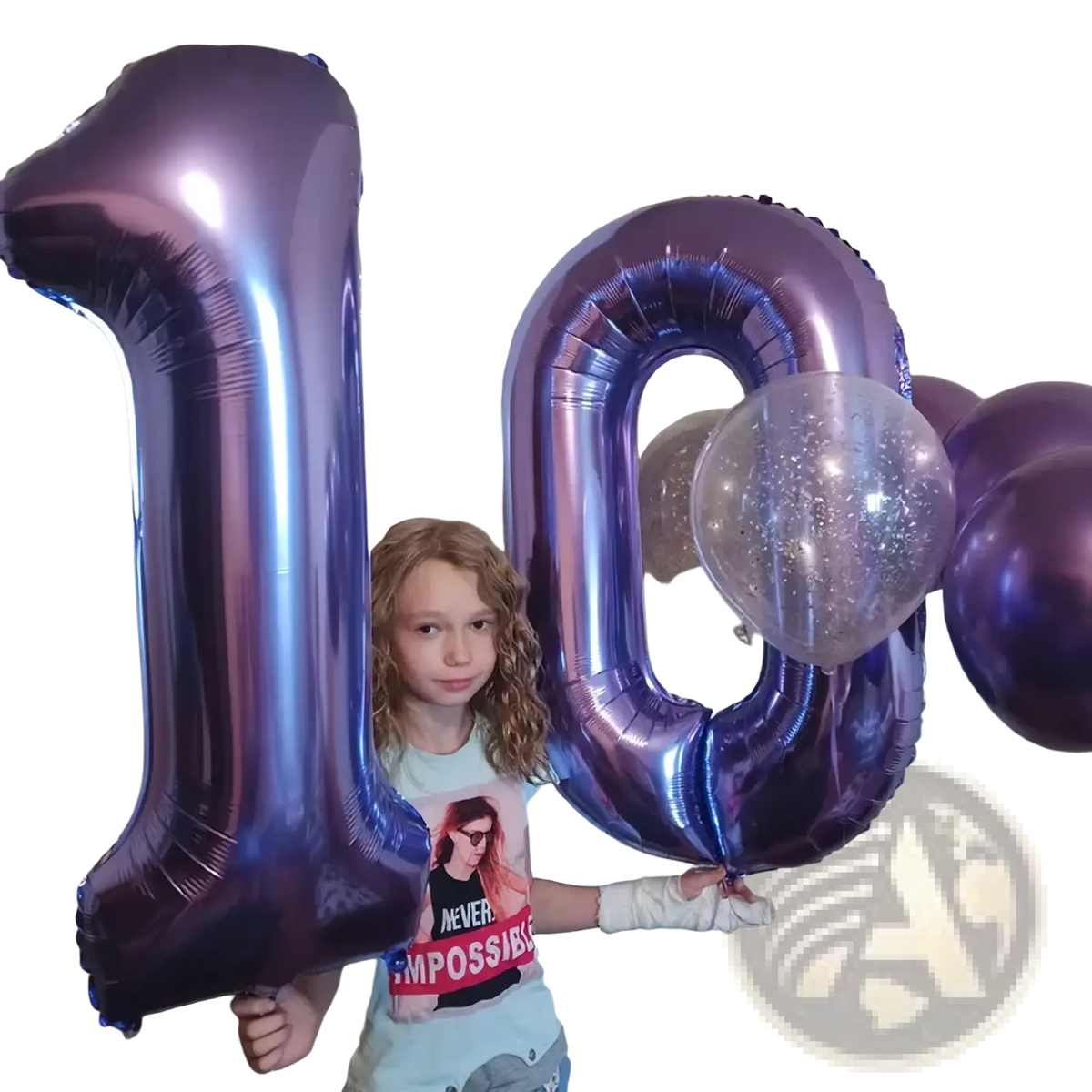 Shiny metallic purple 32 inch number 10 birthday party balloon made of foil for festive celebrations