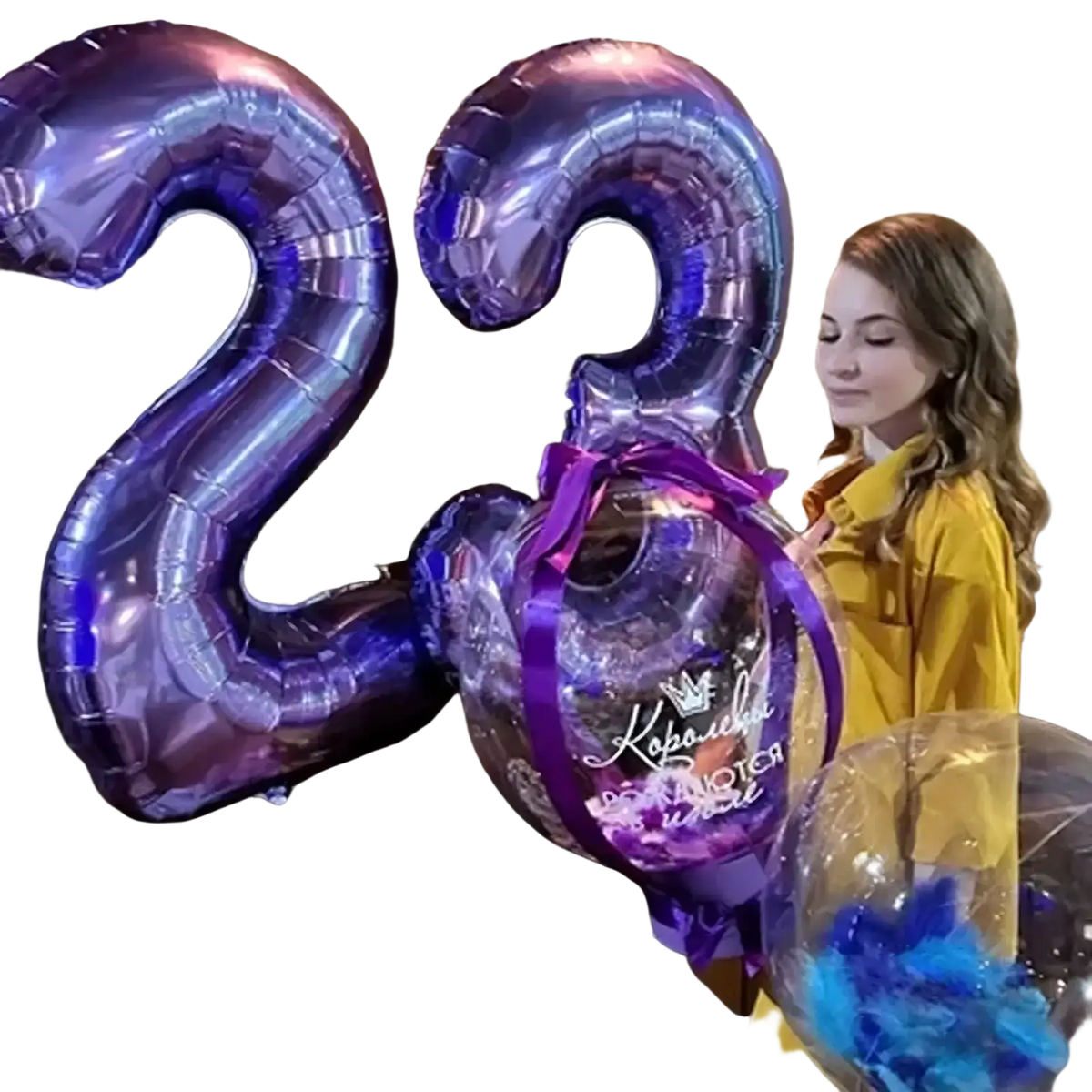 Shiny metallic purple number 23 balloon with ribbed texture for 32 inch purple birthday party decoration