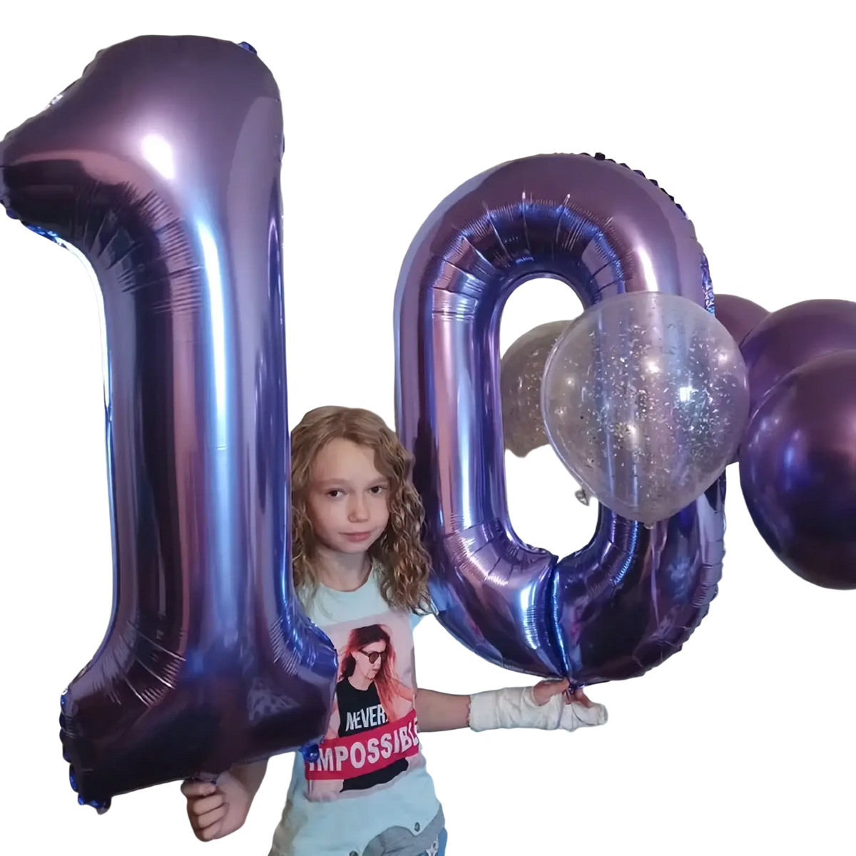 Shiny metallic purple 32 inch number 10 birthday party balloon made of foil for festive celebrations