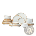 32 pcs white ceramic dinnerware set with elegant gold rims service for 8 for formal dining use