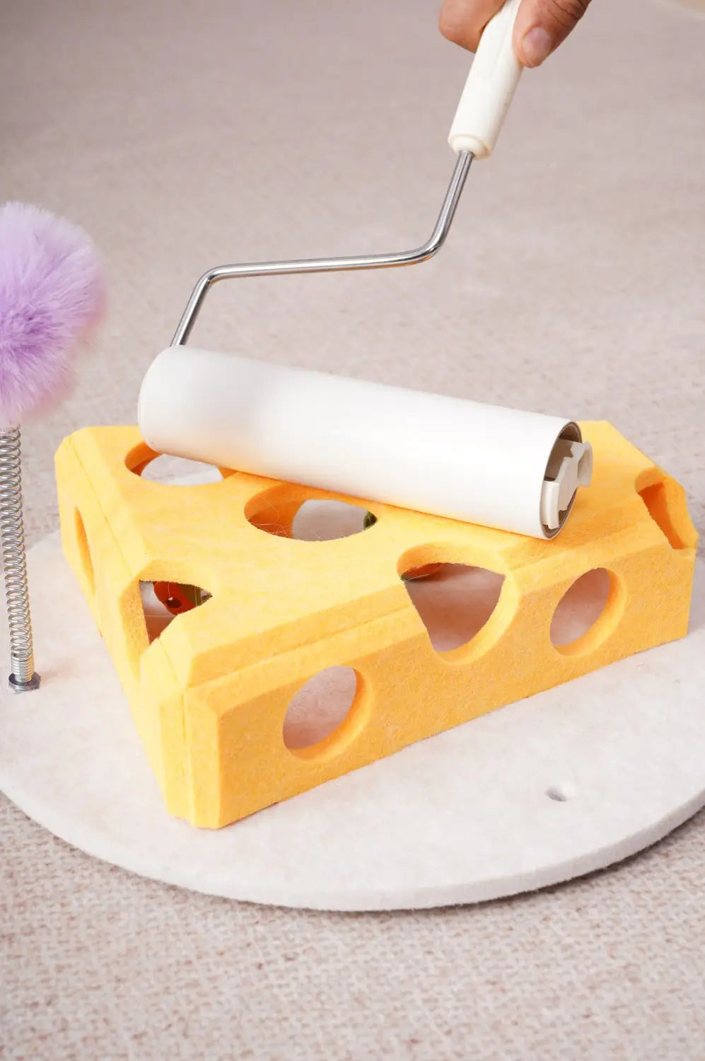 Cat Puzzle Toy with Spring Wand and Suction Cup Base