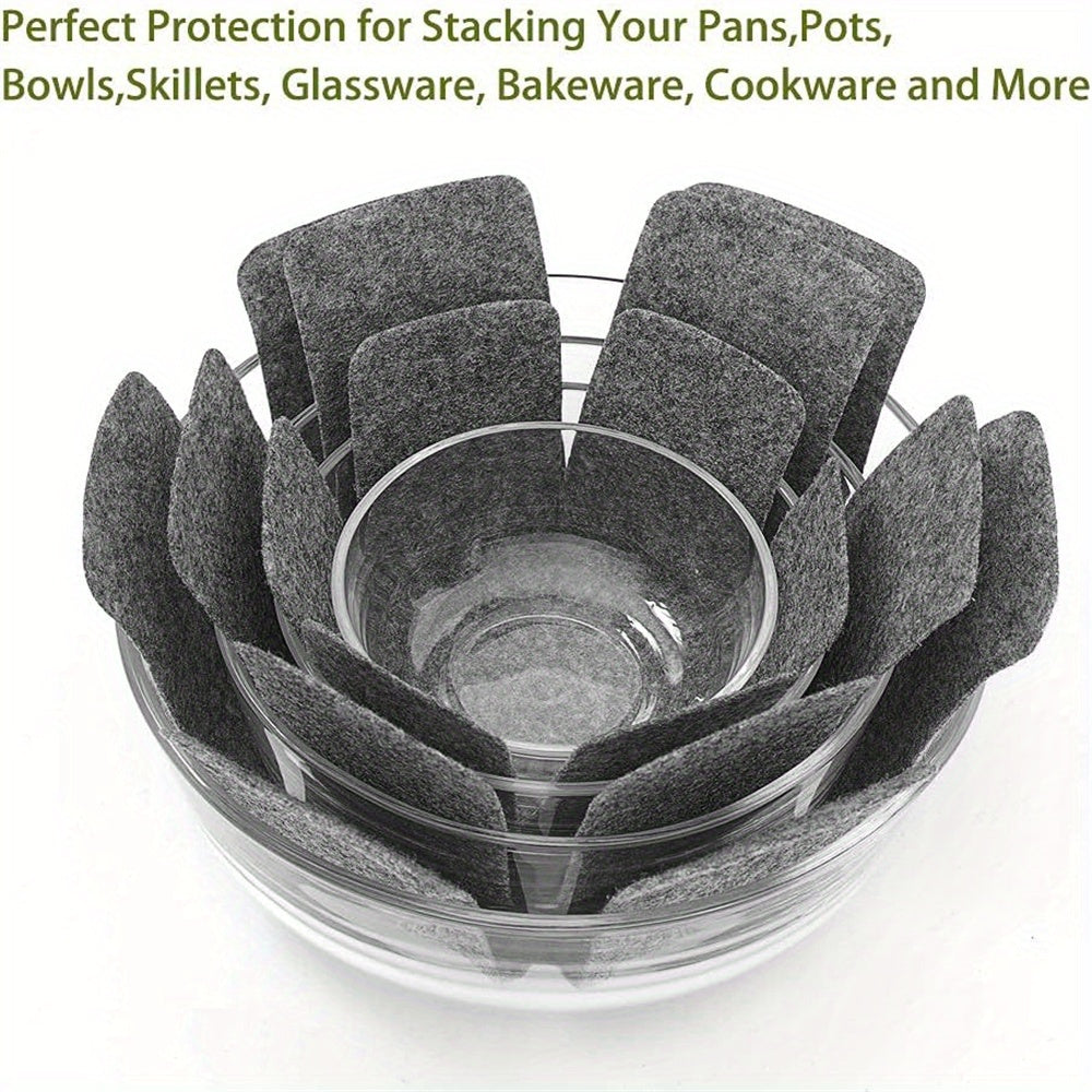 12 Pack Of Pot Protectors 3 Sizes For Perfect Stacking Of Pots, Pans, Bowls, Skillets, Glassware, Bakeware, Cookware And More PS Material, No Electricity Required