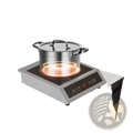 Stainless steel pot with lid and handles on a 3500w commercial induction cooktop portable burner