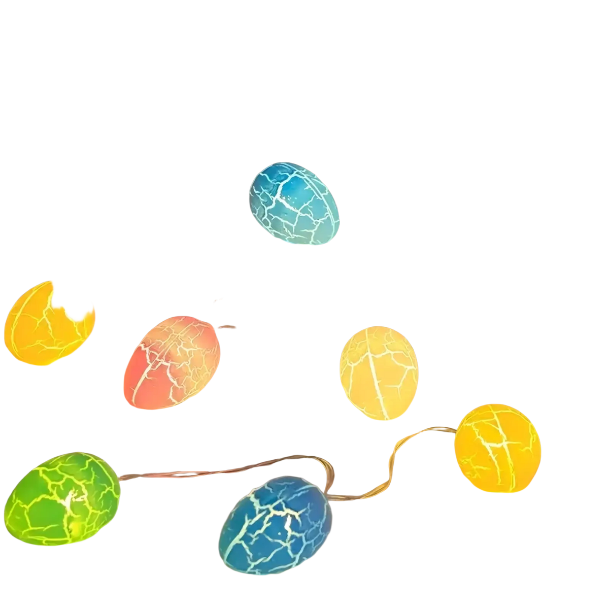 35cm straw easter rabbit figurines set with colorful yellow green and blue crackled egg-shaped led string lights