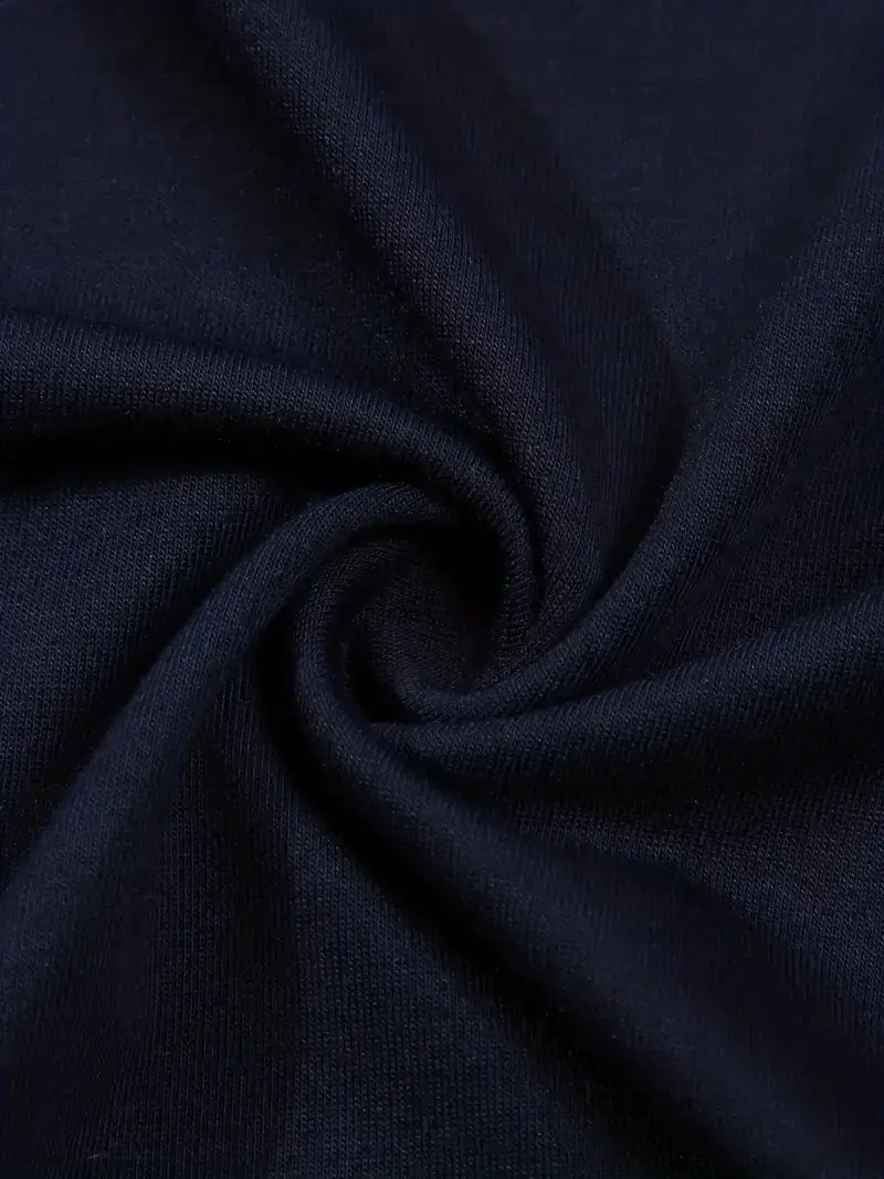 Langärmliges Polohemd im Casual-Sporttop-Stil in dunkelblauem Strickstoff mit einer weichen, strukturierten Webart.