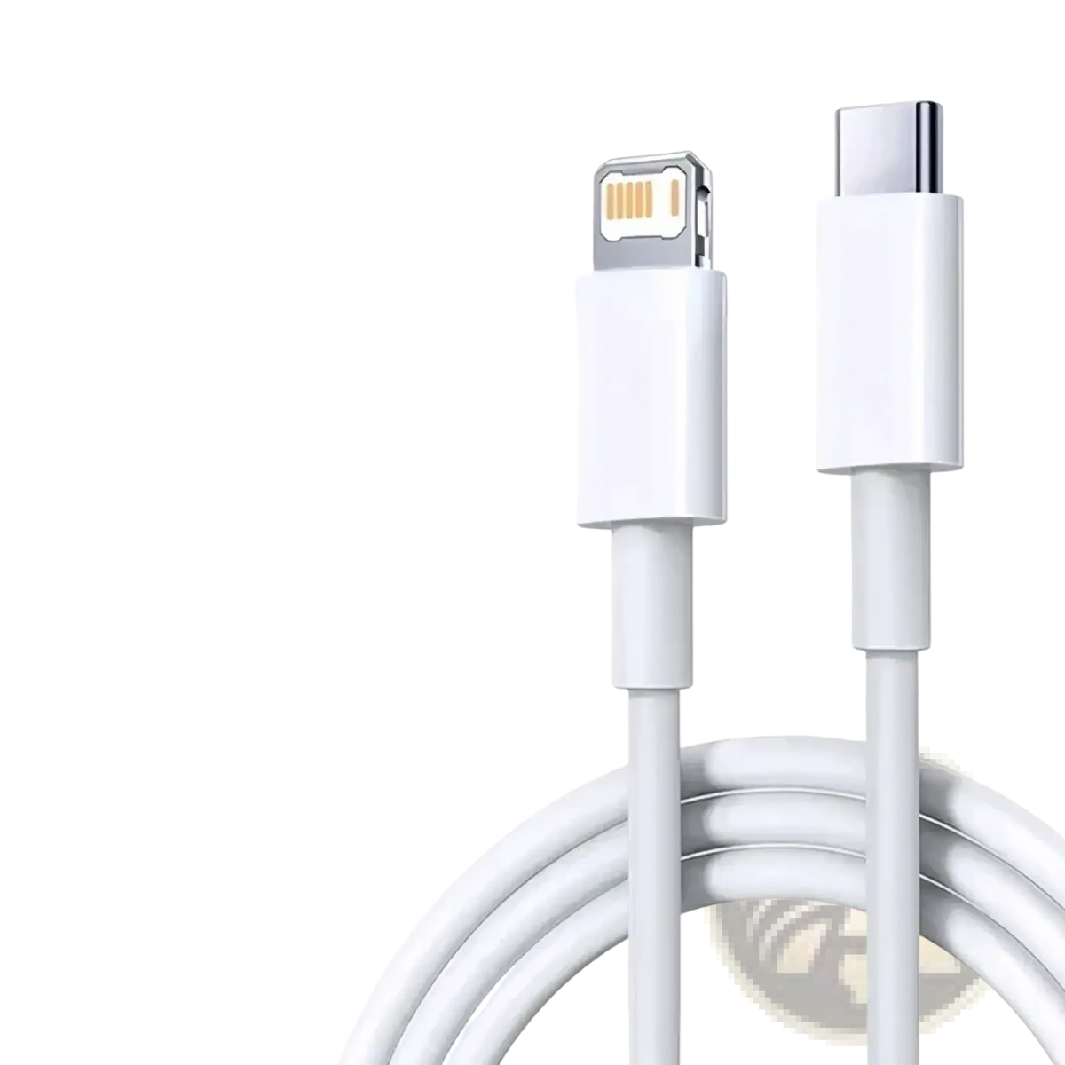White lightning to USB-C charging cable 35W fast charging with sleek minimalist design and smooth plastic connectors