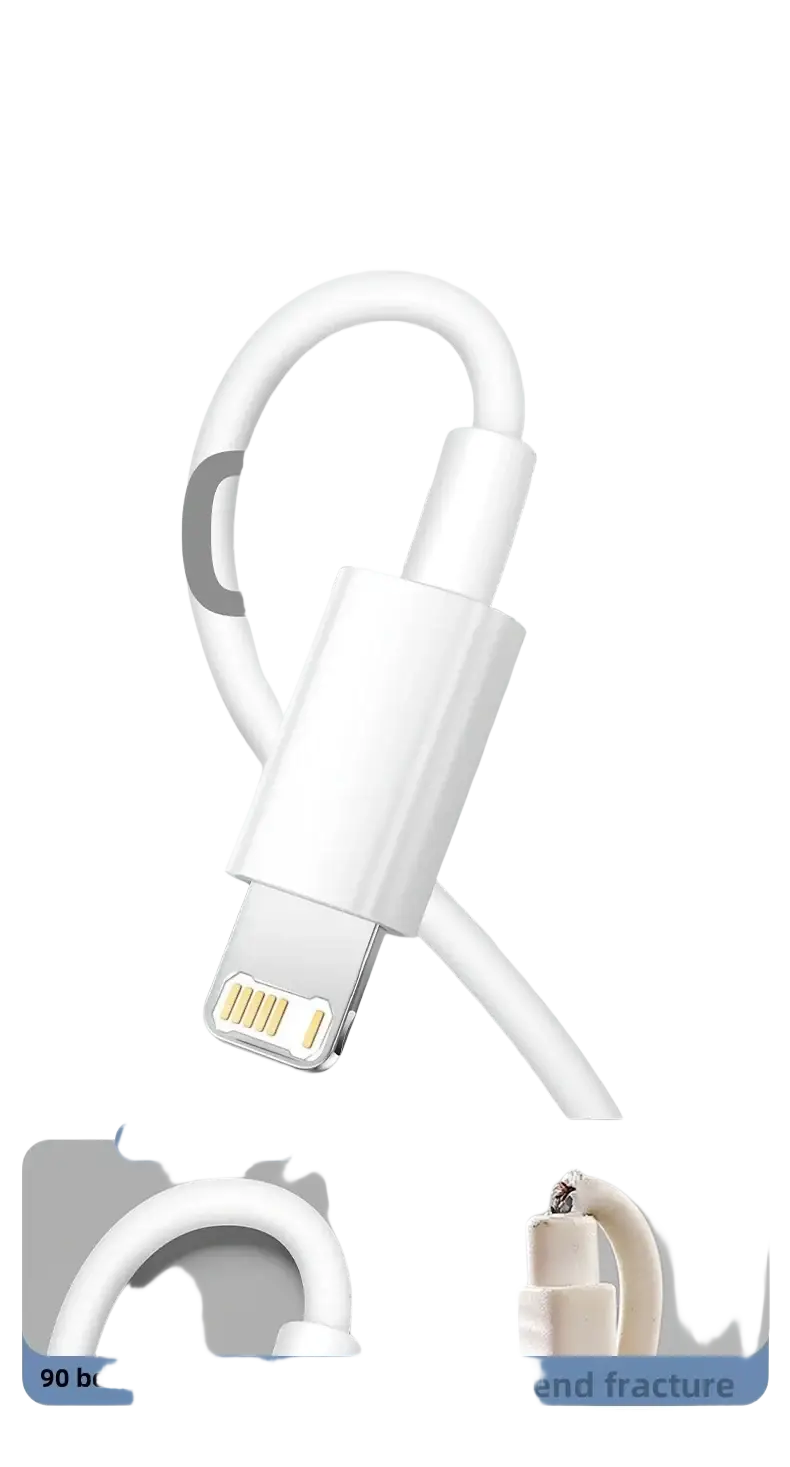 White 35w fast usb c iphone charging cable with durable flexible lightning cable withstands 100000+ bends