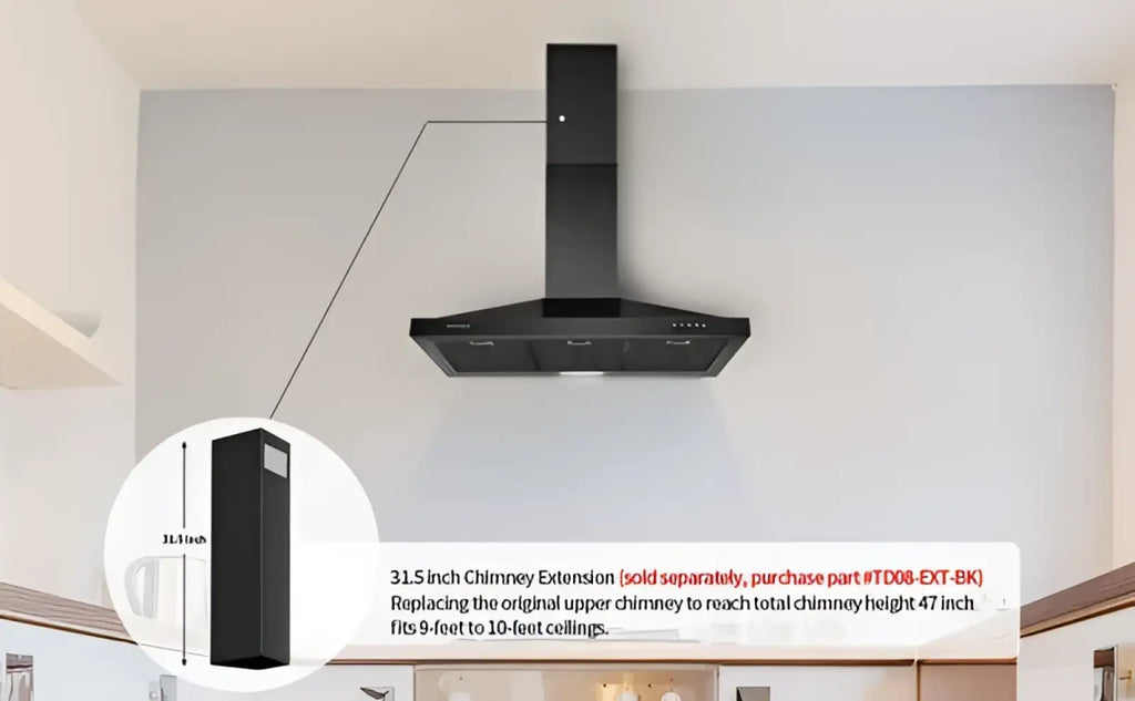 36 inch black stainless steel wall mount range hood with matte finish sleek modern design and integrated lighting
