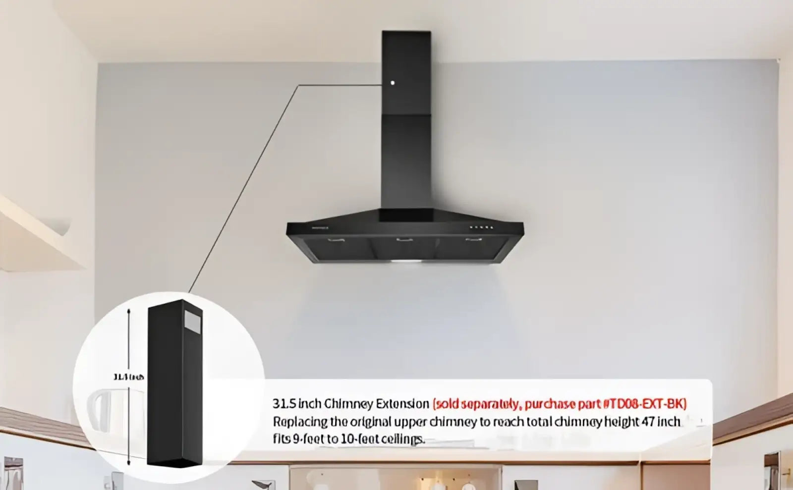 36 inch black stainless steel wall mount range hood with matte finish sleek modern design and integrated lighting