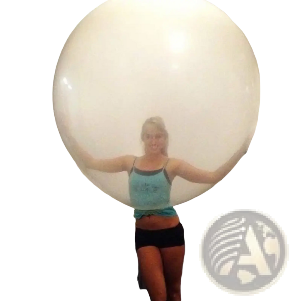 A translucent 36 inch wedding balloon with a smooth surface and faint reflections for romantic party decor