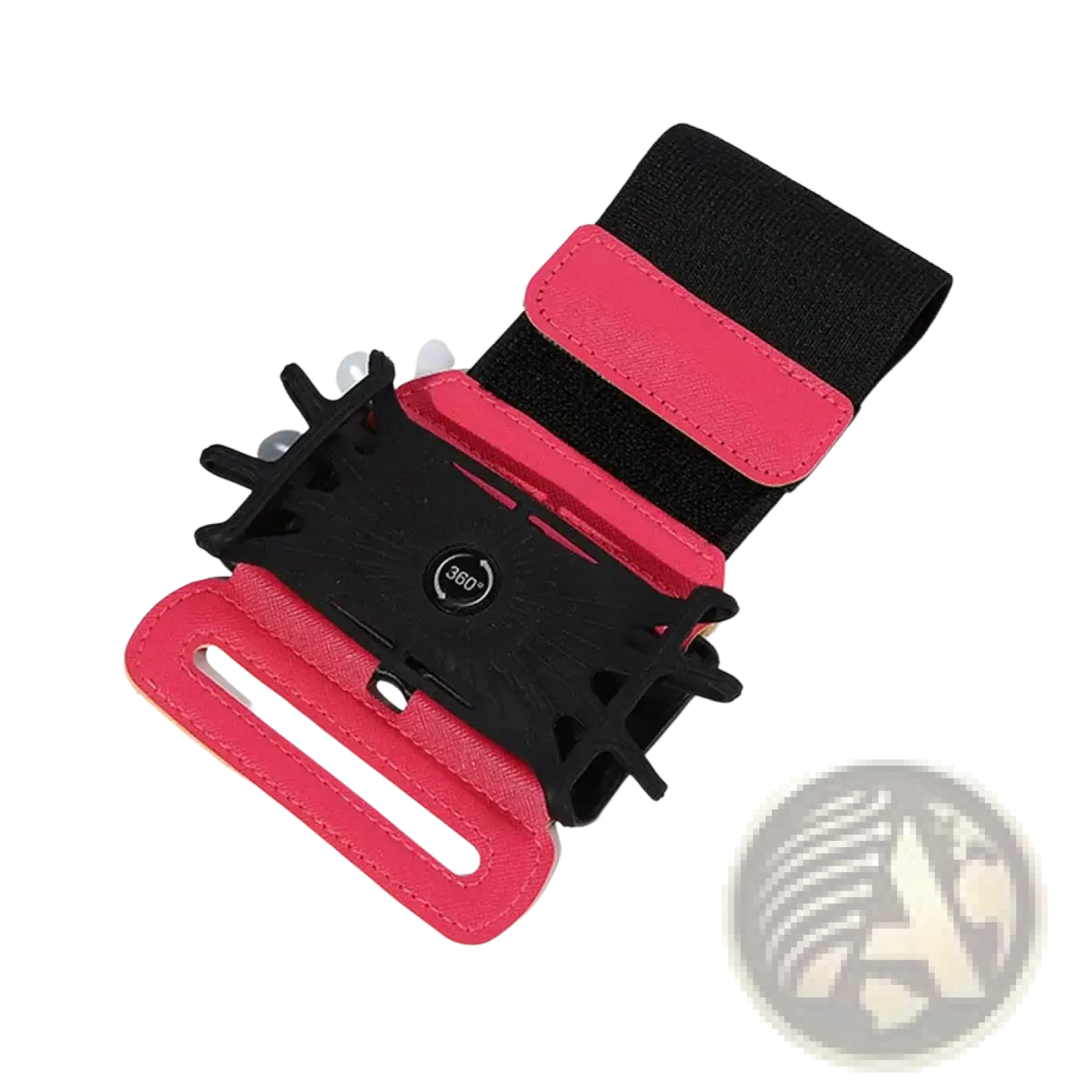 Pink and black athletic running phone armband with 360-degree rotating clamp for secure hands-free use
