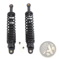 360mm motorcycle rear shock absorbers pair black coil-over shocks with matte finish and gold threaded fittings