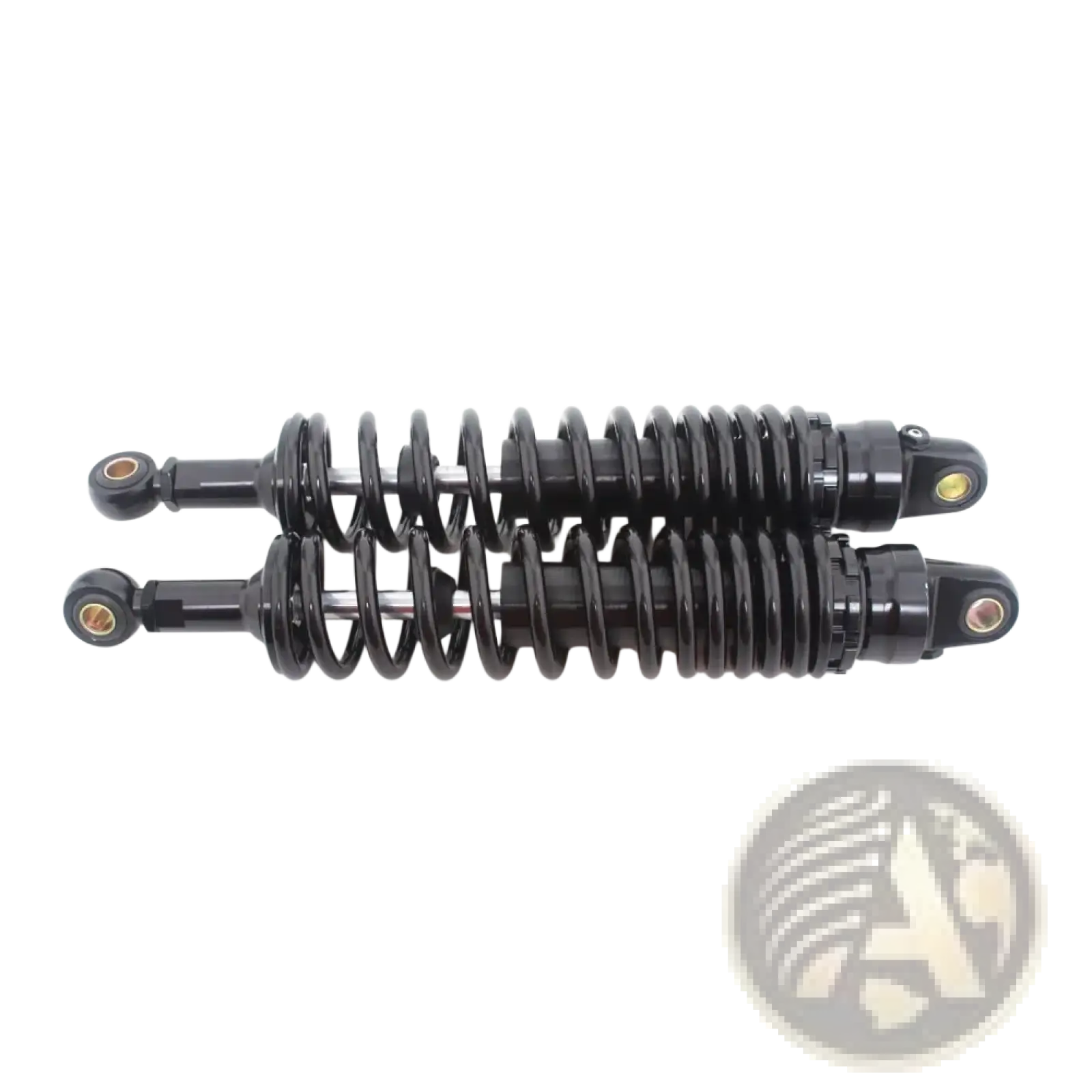 360mm motorcycle rear shock absorbers pair in black with chrome accents and sleek industrial coil-over design