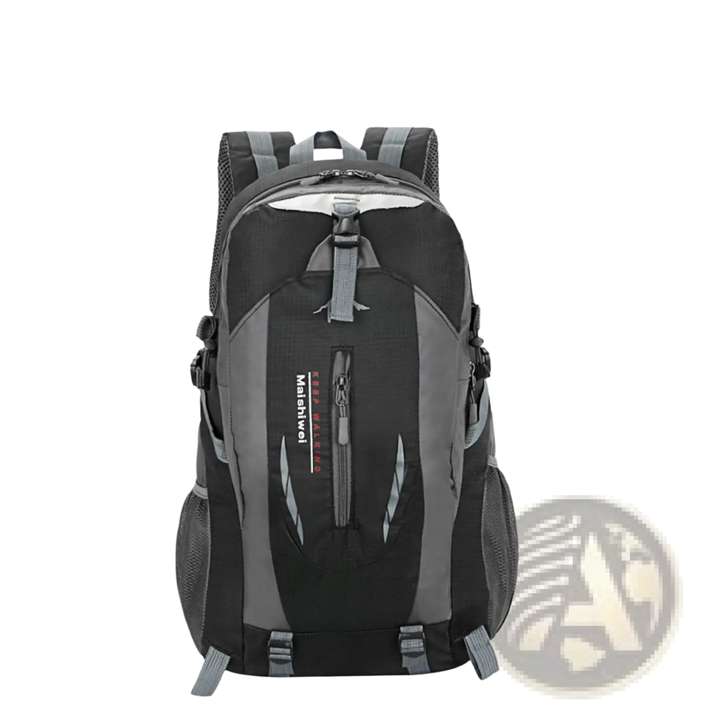 Black and gray marahwei 36l lightweight waterproof hiking backpack with mesh side pockets and central zipper compartment