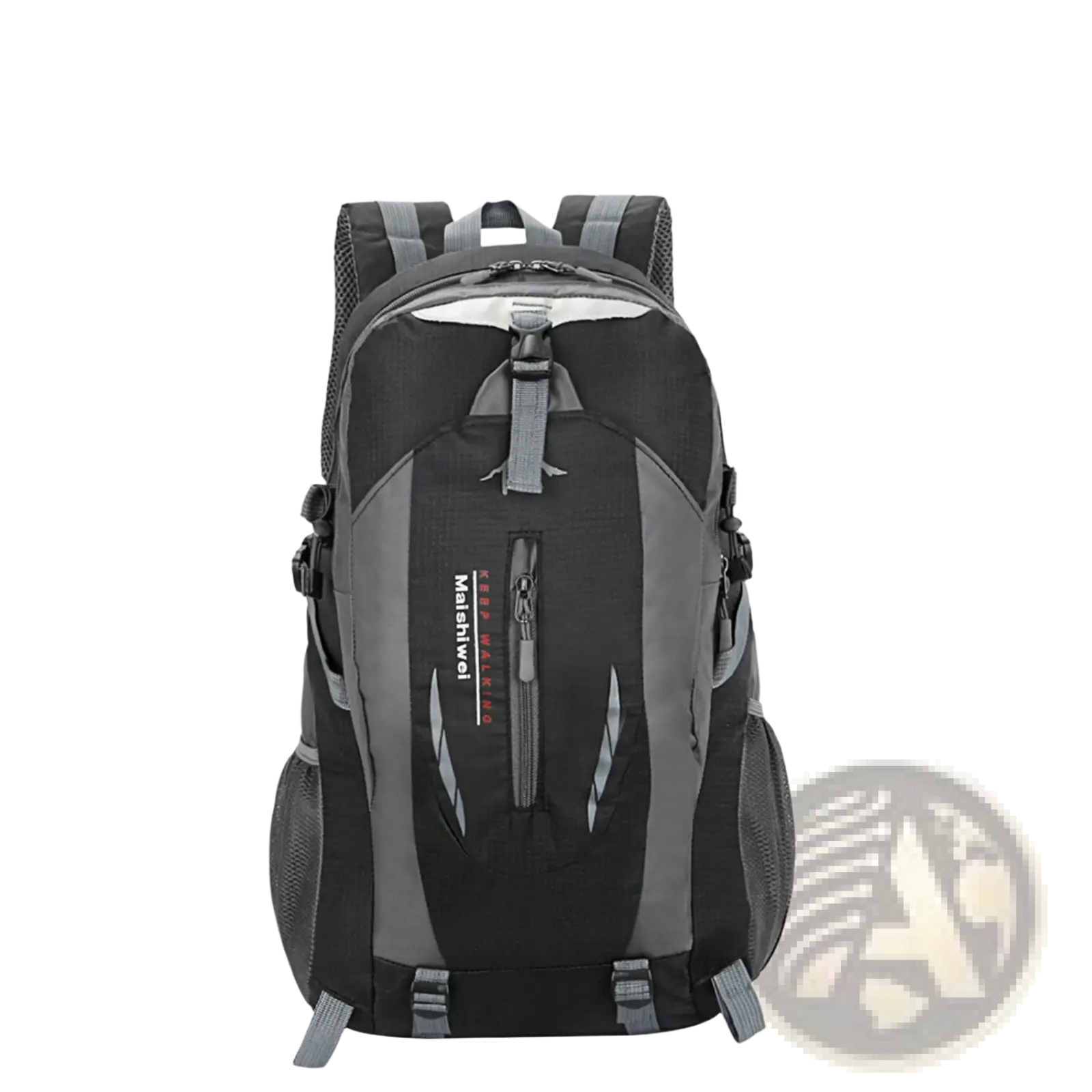 Black and gray marahwei 36l lightweight waterproof hiking backpack with mesh side pockets and central zipper compartment