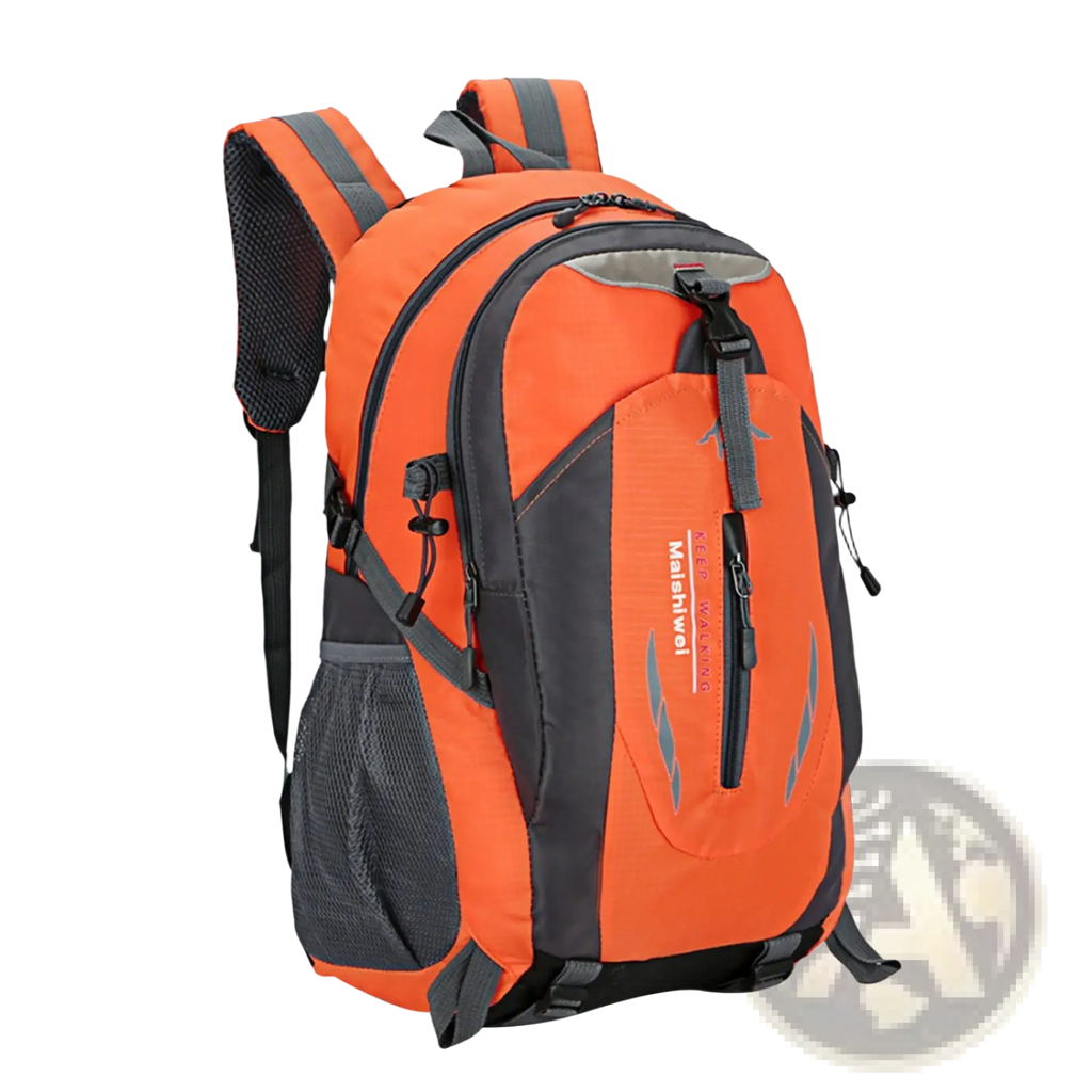 Orange and black maishiwel 36l lightweight waterproof hiking backpack with reflective stripes and mesh side pockets