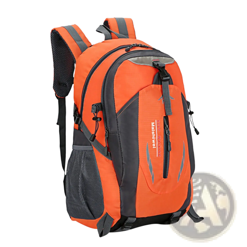 Orange and black maishiwel 36l lightweight waterproof hiking backpack with reflective stripes and mesh side pockets