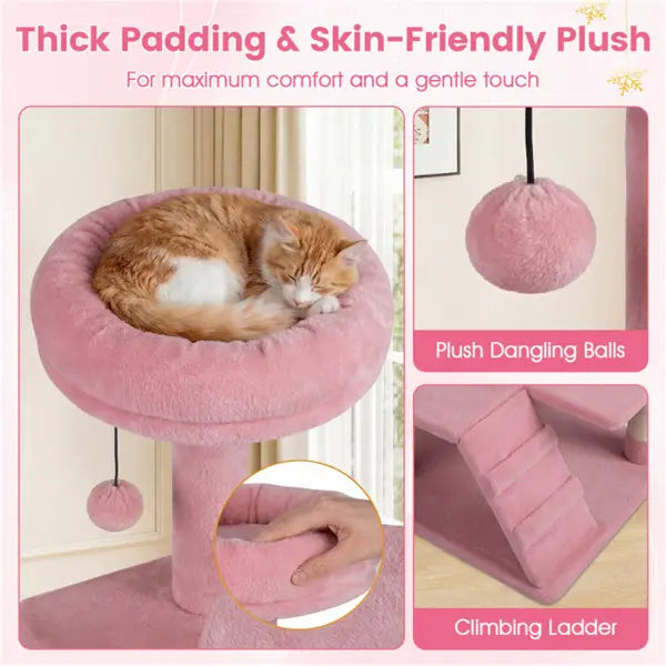 52 Inch Pink Cat Tree Tower with Condos and Perches